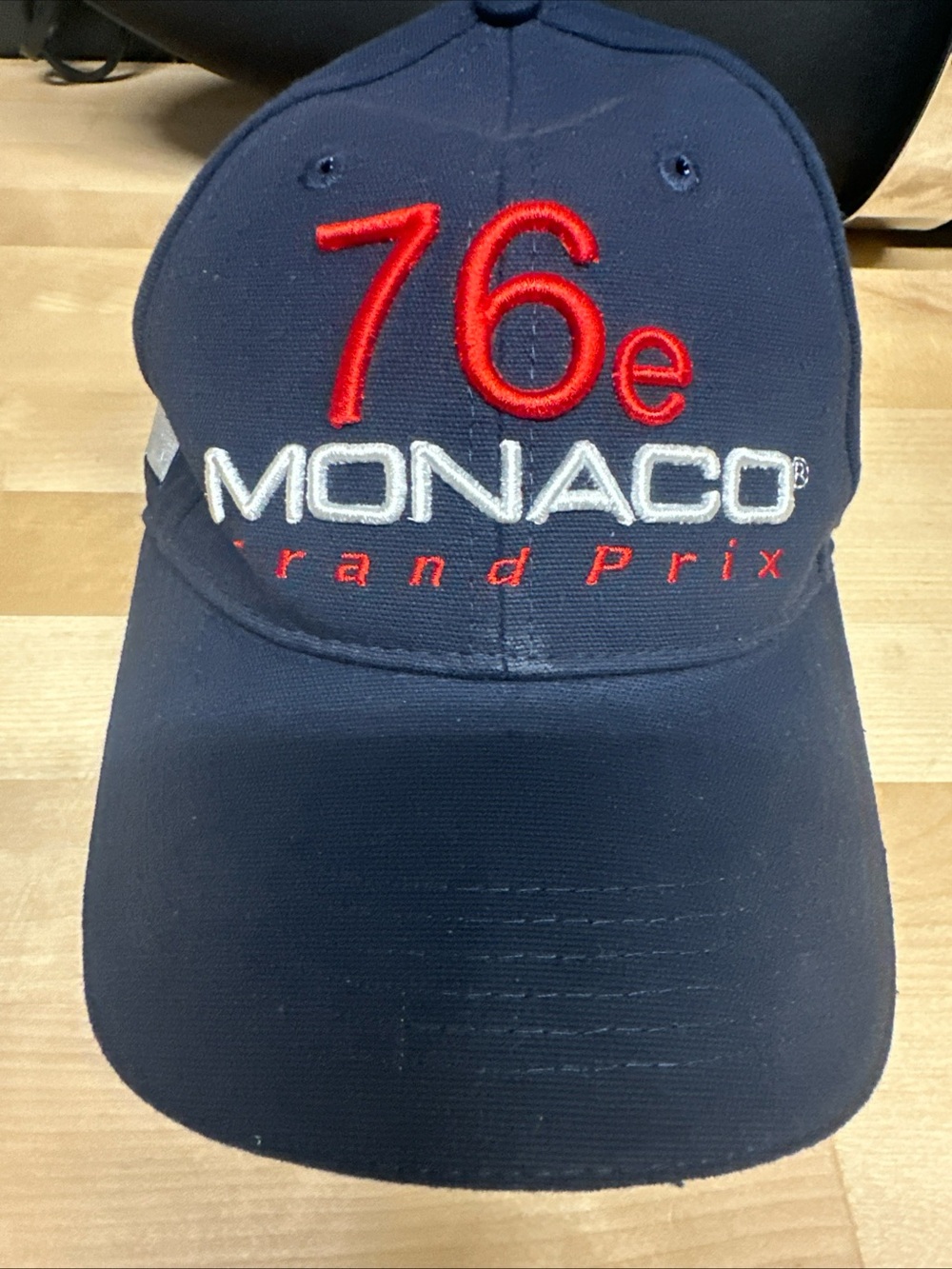monaco Navy Baseball Cap with Red and White Embroidery